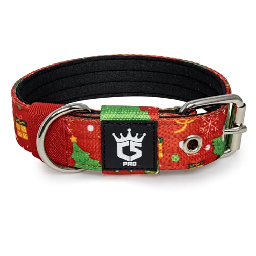 TSPRO Heavy Duty Tactical Dog Collar 1.25" Wide, Padded Dog Collar with Metal Buckle