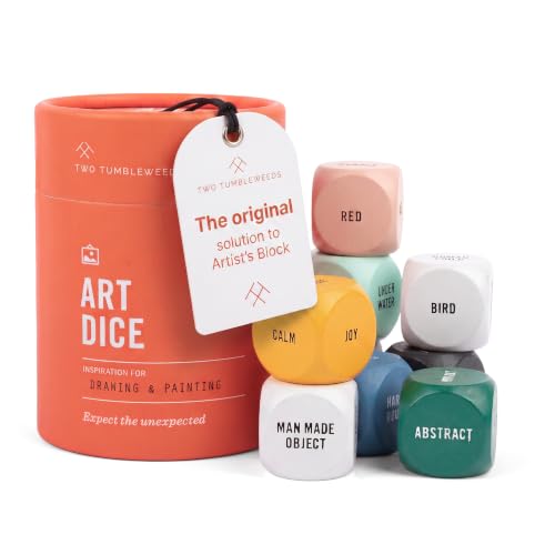 Two Tumbleweeds Art Dice - Drawing & Painting Prompts for Adults Artists & Teachers - Set of 9 Dice for Creative Inspiration in the Studio and Classroom - Gifts for Artists