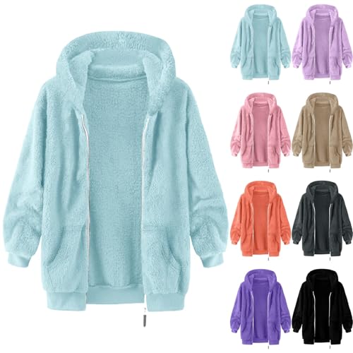 Girls Fuzzy Fleece Jacket 2025 Trendy Zip Up Coat Kids Sherpa Hoodie Fall Winter Fleece Warm Sweatshirt for 5-14 Years