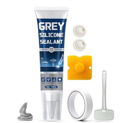 Silicone Gris Salle de Bain, Silicone Gris, Joint silicone, Joint Cuisine pour Salle de Bain, Douche, Cuisine, Verre, Joint Carrelage, Conservation Longue...