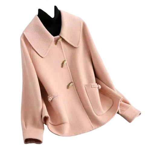 Veste cachemire femme mi-saison courte lâche en tweed double face