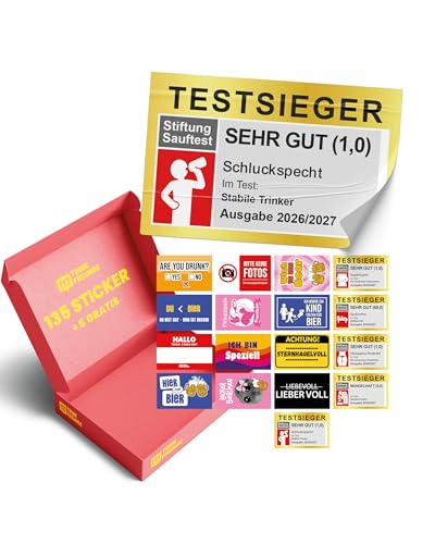 TRINKFREUNDE Malle Sticker Set 135 Stück 21 Motive | UV-beständig wasserfest Vinyl 90m | Malle Aufkleber für JGA Ballermann Party & Festival | Sauf Sticker Mallorca Accessoires