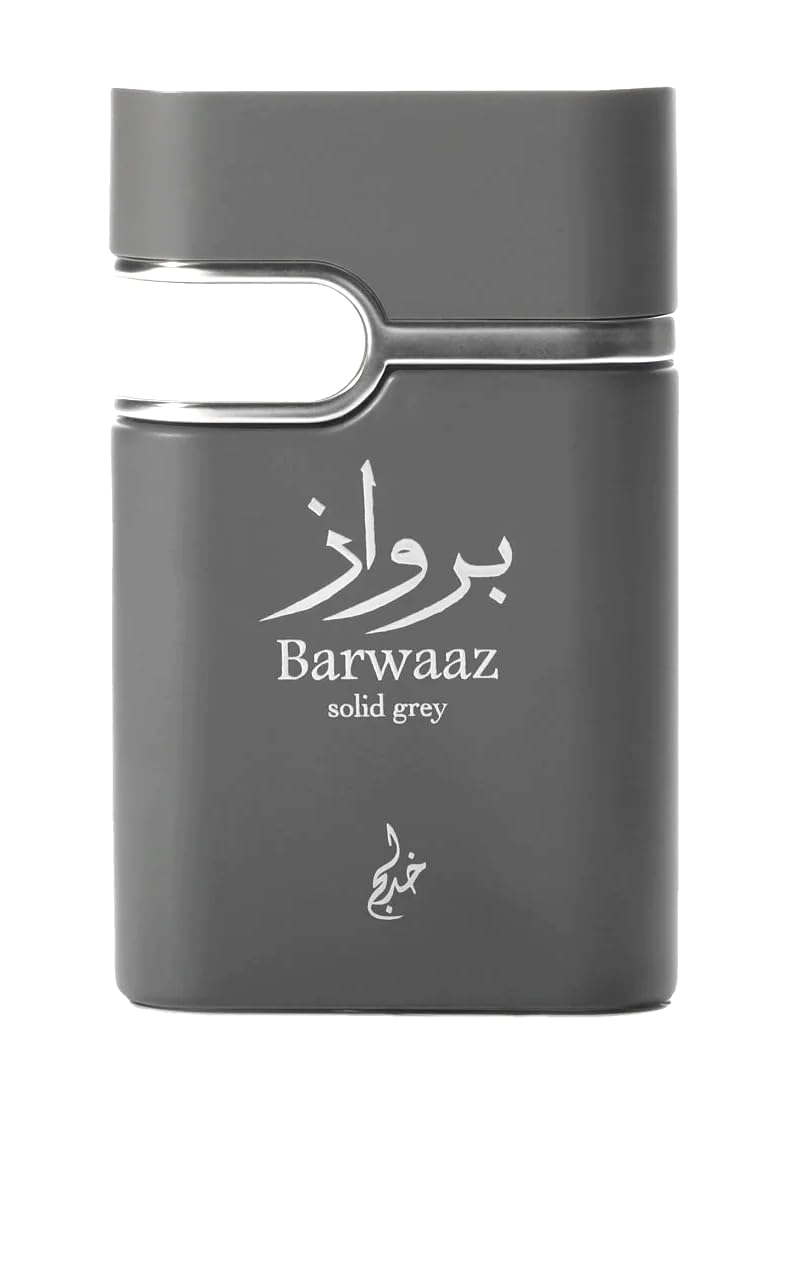 KHADLAJ PERFUMES Barwaaz Solid Grey Eau de Parfum Spray for Unisex, 3.4 Ounce