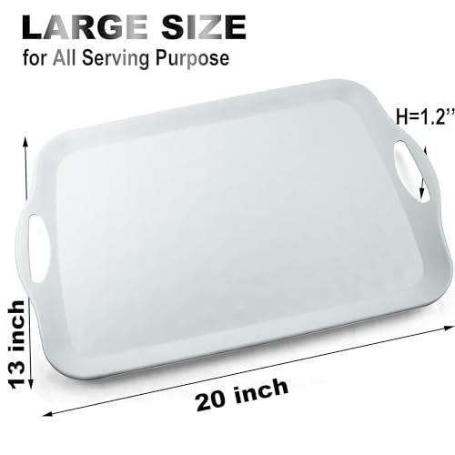 Ecoiou Extra Large Serving Tray With Handles, 20X13 Inch, Set Of 2 Melamine Platters For Serving Food thumb #1