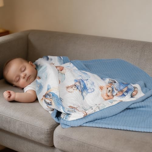 Image of Personalized Baby Blanket with Name - Custom Knit Blanket, 27x40in Embroidered Nursery Blanket for Girls & Boys - Customized Baby Blanket, Soft Newborn Gift & Custom Baby Gift (Baby Blue)