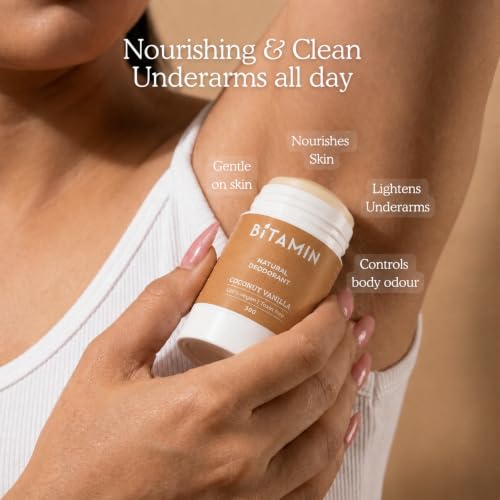 Image of Bitamin Natural Body Wash 400ml with Underarm deodorant Combo | 100% Vegan, Toxin Free Bath & Body Care | LongLasting Odour Control | Enriched with Vit E and Ceramides| Coconut Vanilla fragrance