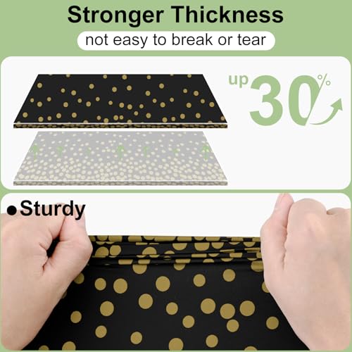 Image of Smiry Plastic Table Cloth Disposable 10 Pack, 54 x 108 Inch Rectangle Waterproof Tablecloth, Printed Gold Table Runner Style for Birthday Weeding, Party Decorations, Leakproof & Sturdy, Black and Gold