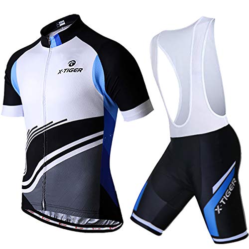 X-TIGER Hombres de Bicicleta con 5D Gel Acolchado MTB Ciclismo Maillots Tirantes Culotte Pantalones Cortos Culotes