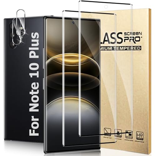 [2+2 Pack] Galaxy Note 10 Plus Screen Protector and Camera Protector, HD Clear 9H Tempered Glass