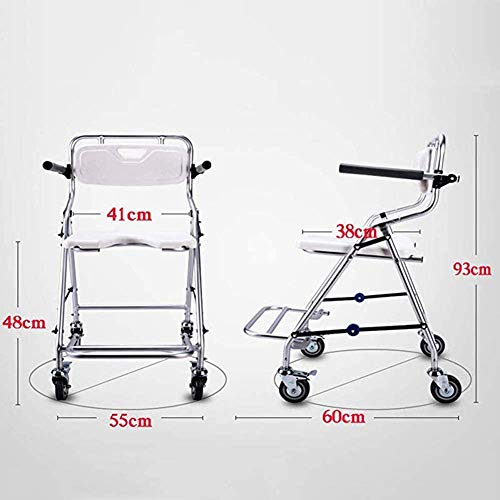 Sedia da doccia regolabile, pieghevole, mobile per WC, panca da doccia per anziani, anziani e disabili, sgabello da bagno con ruote per una maggiore mobilità e sicurezza