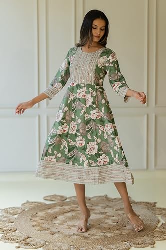 Image of MIRCHI FASHION Women's Cotton Relaxed Fit Anarkali Kurti