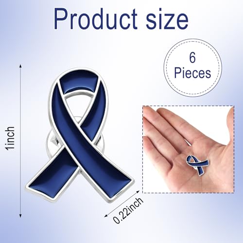 Image of 6Pcs Awareness Enamel Ribbon Lapel Pins Ribbon Brooch Pin for Charity Events Survivor Campaign Party Favors Supplies