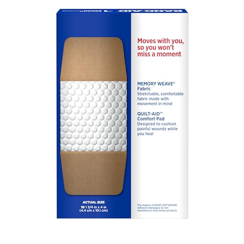 Image of BAND-AID Brand Sterile Flexible Fabric Adhesive Bandages,Comfortable Flexible Protection & Wound Care for Minor Cuts & Scrapes, Designed to Cushion Painful Wounds,Extra Large Size 10 Count (Pack of 2)