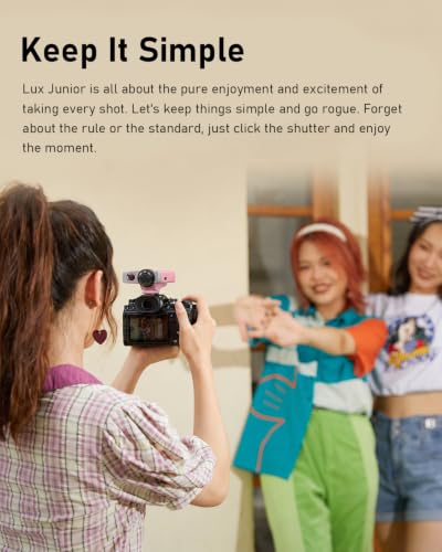 Image of Godox Lux Junior Retro Camera Flash with PC sync Ports (Pink, 4.6oz) | GN12, 1 /1-1 /64 Flash Power, Auto&Manual Modes, 6000±200K, 28mm Focal Length with Sync Cable for Canon Nikon Sony Fuji Olympus