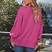 Kenhansion Women's Oversized Crewneck Sweatshirts Casual Side Slits Long Sleeve Pullover Tops Trendy Hoodies Fall Outfits (Rose Red,Large)