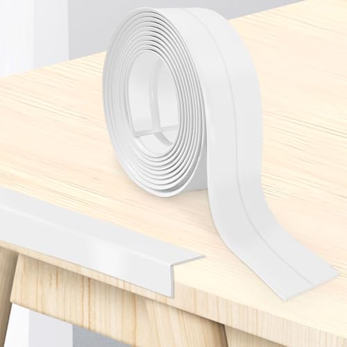 Hengrongshen Plinthe Souple PVC Autoadhésive 20 mm x 20 mm x 12 m, Imperméable Anti-Moisissures Résistante à l'Huile, pour Cuisine Salle de Bain Chambre Garage (Blanc)