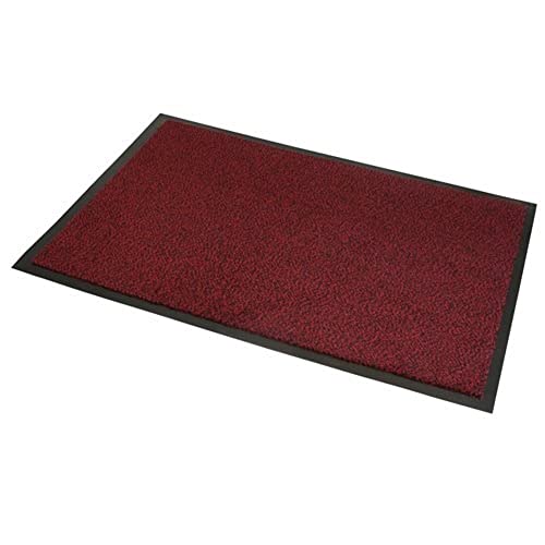 JVL Red Black Heavy Duty Barrier Door Floor Mat, 80 x 140 cm