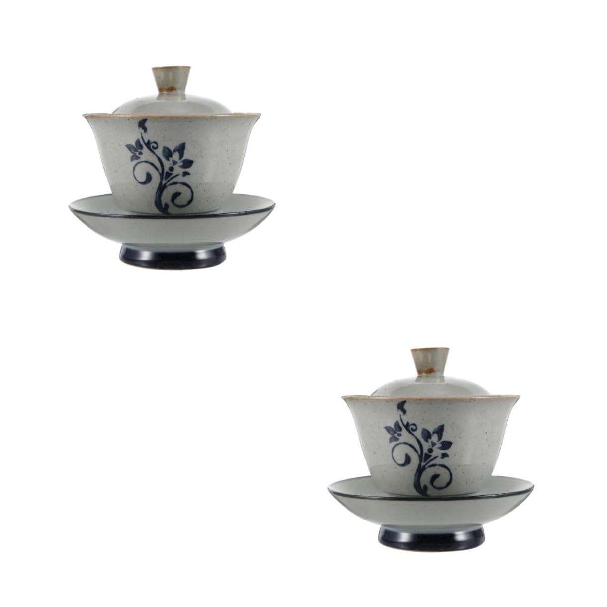 Mobestech 2 Sätze Kung Fu Tea Bowl Teetasse mit Deckel Kung-Fu-Teeschale Teetasse und Untertasse Kung-Fu-Probierbecher aus Porzellan traditionelle chinesische teeschale Keramik