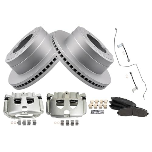 Image of TRQ Brake Pad & Rotor Kit Semi-Metallic Compatible with 2017-2019 Ford F-350 Super Duty