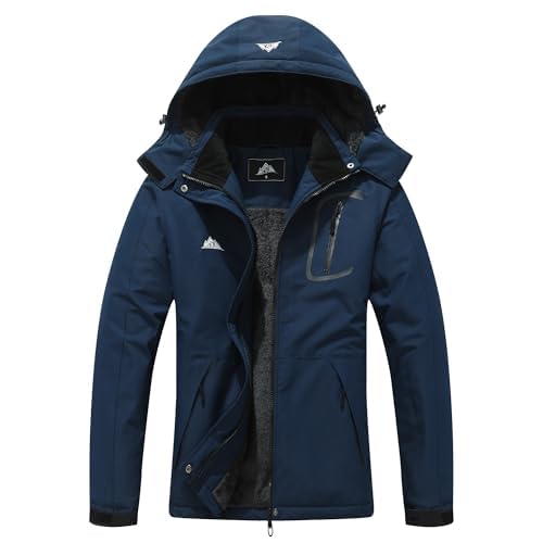 MOERDENG Women's Waterproof Ski Jacket Warm Winter Coat Outdoor Windbreaker Hiking Snowboarding Jacket Medium Navy