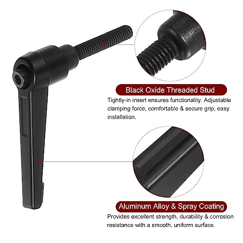 Image of HARFINGTON 6pcs Adjustable Clamping Lever Handles M6 x 40mm Male Thread Bolt Knobs Rotating Screw Locking Quick Release Ratchet Push Button Handle, Black