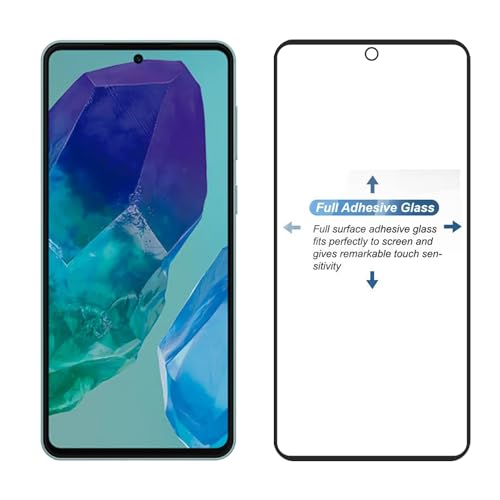 Image of POPIO Military-Grade Gorilla Tempered Glass For Samsung Galaxy M55 (Black) 9H Hardness, Edge-to-Edge Full Coverage, Anti-Scratch, Bubble-Free, Ultra Clear HD Glass, Oleophobic Coating, Face ID Compatible