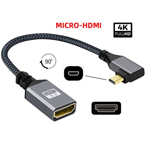 CY 4K Cable Type-D Micro HDMI 1.4 Male 90 Degree Left Angled to HDMI Female Extension Cable for DV MP4 Camera DC Laptop HDTV - Image 2