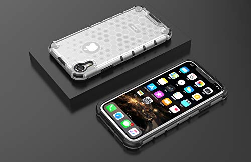 Image of Glasgow | for Apple iPhone XR Honeycomb Pattern Back Case Cover for Apple iPhone XR with 4 Bumper Corners and Military Grade Protection - Transparent