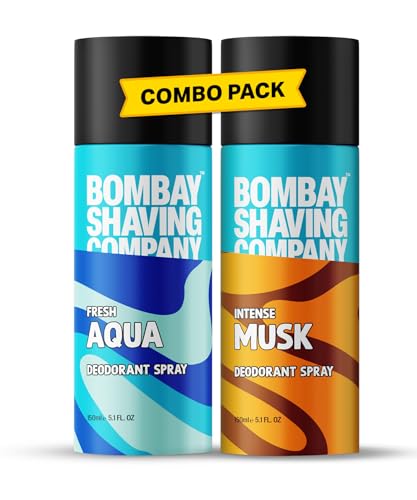 Bombay Shaving Company Deodorant Aerosol Combo - Aqua & Musk - 150Ml X 2 |Deodorant For Men Long Lasting| 300 ML (Lemon)