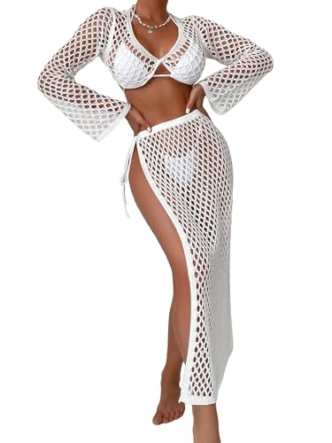 Verdusa Women's Hollow Out Crochet Crop Cover up...