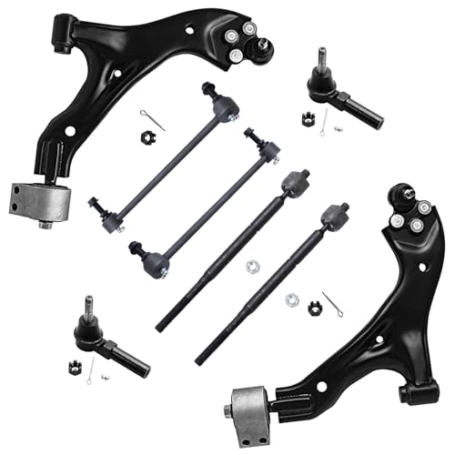 Image of Detroit Axle - 8pc Front End Suspension Kit for 05-07 Chevrolet Equinox Pontiac Torrent, 2 Lower Control Arms w /Ball Joint 4 Outer Inner Tie Rods 2 Sway Bar Links 2005 2006 2007 Replacement