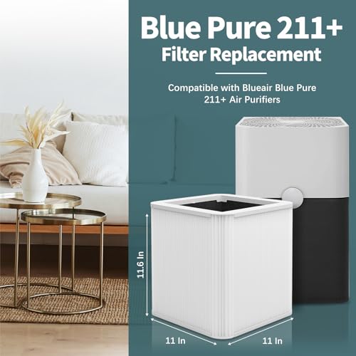 Image of 3-Pack Replacement Filter Compatible with Blue Pure 211+ Air Purifier, H13 True HEPA Replacement Filters Foldable Particle and Odor-Reducing Filter