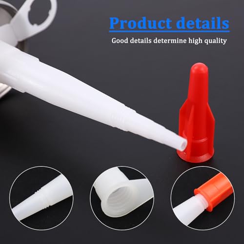 OMJMYY 50 Stück Kartuschenspitzen Transparent Silikonspitzen Silikondüsen Kartuschentüllen Abdichten Düsen mit Rot Ersatzspitzen Abdichten Kappen für Silikonkartuschen Abdichten Küche Haushalt