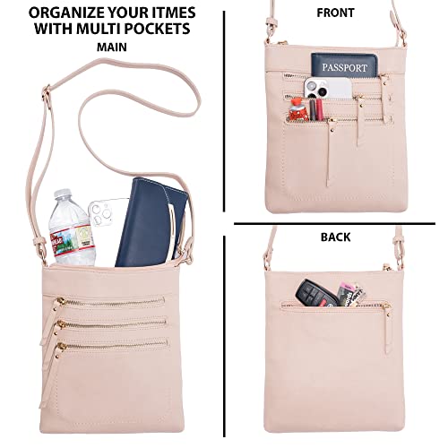 Image of Solene Crossbody Bag Functional Multi Pocket Messenger Purse Top Zip Closure Shoulder Handbag With Adjustable Strap