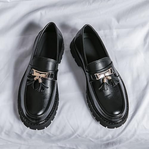 Men's Leather Platform Tassel Slip-On Loafers Fashion Breathable Non-Slip Lug Sole Business Dress Casual Penny Loafers for Business Party Wedding3