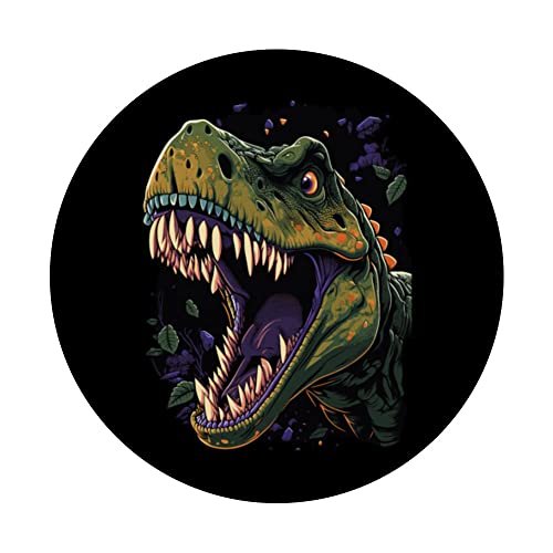 Roaring Tyrannosaurs Rex Trex Dinosaur PopSockets Swappable PopGrip, Black - Image 3