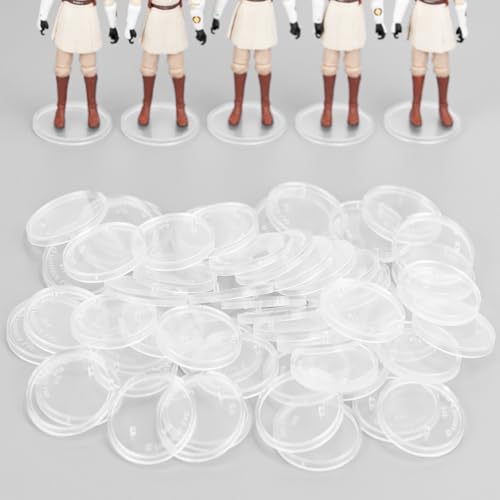 DisplayMore 50 Pieces Round Clear Action Figure Display Stands Compatible with 3.75” MODERN Star Wars / MODERN Gi Joe / Marvel Legends Figure toy (Fit For 3.75 inch Modern SW/GI JOE/ML(37.5MM))
