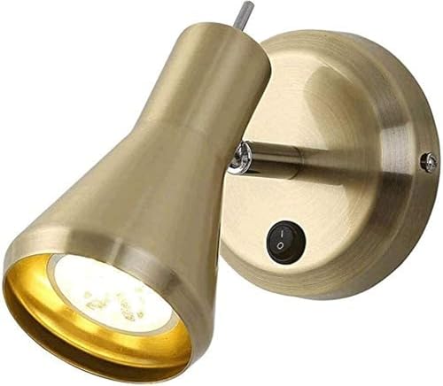 Aplique de pared con acabado en oro cepillado, fondo de TV, focos de pared, sala de estar. simple, lámpara de lectura de cabecera giratoria con interruptor,luz de cocina