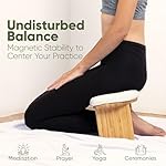 Meditation Chair w/ Extra Thick Cushion - Portable Bamboo Meditation Bench w/ Magnetic Locking Hinge - Anterior Tilt Seiza Bench Ideal for Comfortable & Stable Meditation - Sleek Canvas Kneeling Chair - Image 2