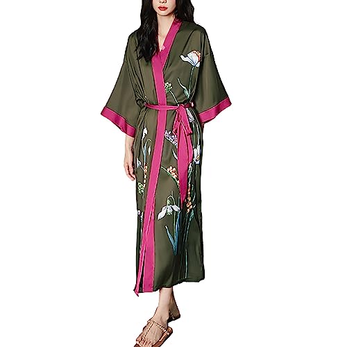 Peignoir fleuri pour femme : ensemble de nuit au toucher frais et soyeux