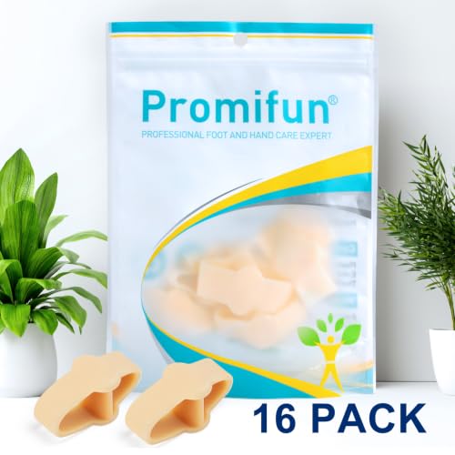 Image of Promifun Gel Toe Corrector, 16 Pack of Toe Separators with 2 Loops, Big Toe Spacer for Bunion Pain and Overlapping Toe - Beige