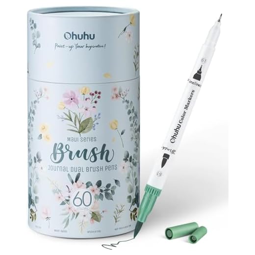 Ohuhu Rotuladores Lettering 60 Colores, Rotuladores Punta Pincel Doble Punta, Rotuladores para Adultos Dibujo, Caligrafía, Lettering, Mandalas, Rotuladores Acuarelables