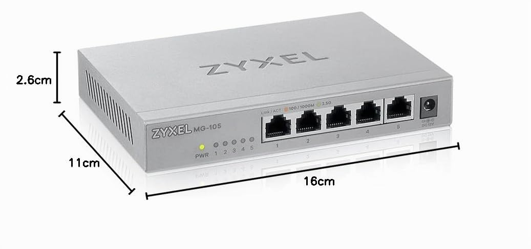 Zyxel Switch Unmanaged Multi-Gigabit 2,5G a 5 porte per Home entertainement / rete SOHO [MG-105]