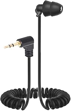 Stereo Single Ear Earphones, L-Shaped, Wired 3.5 mm Spring Earphones, Single Earphones, HIFI Sound Quality, Deep Bass, Noise Reducing, Enclosed, Tangleproof, Comfortable, Ear Plug-Style Wired