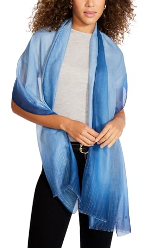 Anne Klein Ombre Lurex Pashmina Shawl Wrap Scarf, Indigo3