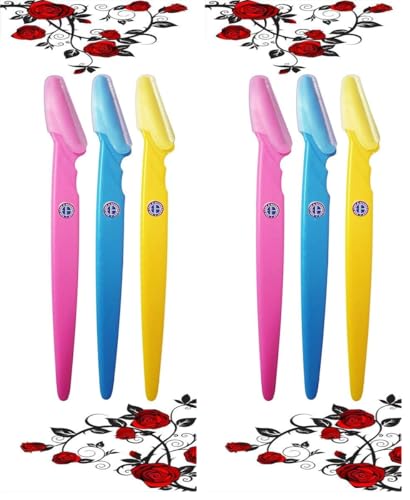 Image of Stainless Steel Eye Brow Razor for Women, 14.5cm (Multicolour) - Pack of 6