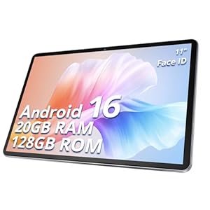 Android 16 Tablet 11 Inch with Gemini AI, 20GB RAM 128GB ROM, 90Hz IPS Display, Fast T7250 Octa-Core, 8800mAh, 13MP+8MP Camera, Widevine L1, 5G WiFi, GPS, Case Included – Gray