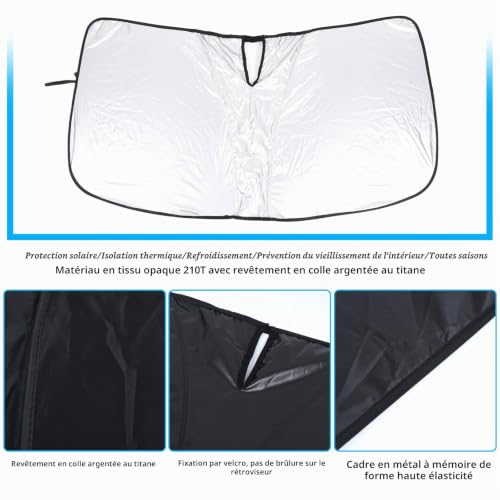 DIYUCAR Pare-soleil de voiture pour pare-brise intérieur, pliable, bloque les rayons UV, compatible avec Jaguar F-PACE X761 2023 – vue 6