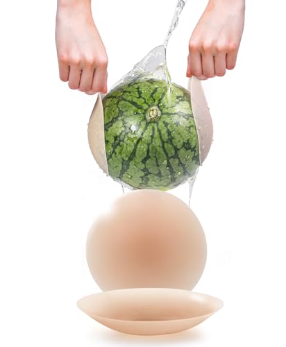 Popilush Nipple Covers for Women - Sticky Bra - Reusable Silicone Nipple Pasties Waterproof with Travel Case Caramel Small (Fits A-C Cups)