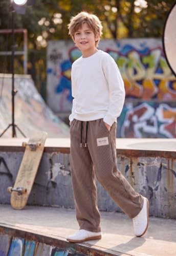 Image of Lymio Junior's Pants for Boys | Relaxed Fit Casual Baggy Corduroy Trousers | Boys Wide Leg Streetwear (SSK-08-10)